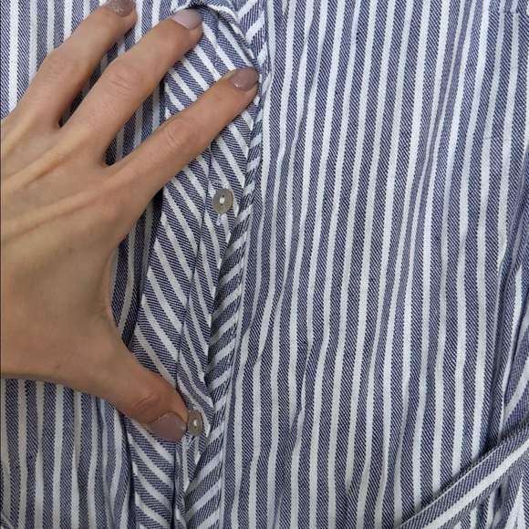 Tahari Blue and White Striped Midi Dress - Picture 3 of 9